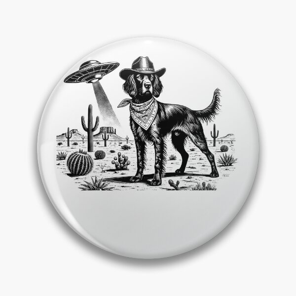 Item preview, Vintage Retro Small Munsterlander Pointer UFO Western Country Wild West Dog Mom Dad designed and sold by Kimberley King Art  King Art.