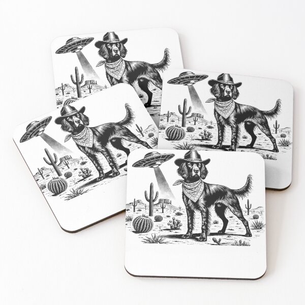 Item preview, Vintage Retro Small Munsterlander Pointer UFO Western Country Wild West Dog Mom Dad designed and sold by Kimberley King Art  King Art.