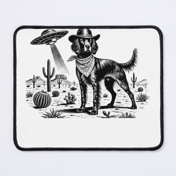 Item preview, Vintage Retro Small Munsterlander Pointer UFO Western Country Wild West Dog Mom Dad designed and sold by Kimberley King Art  King Art.