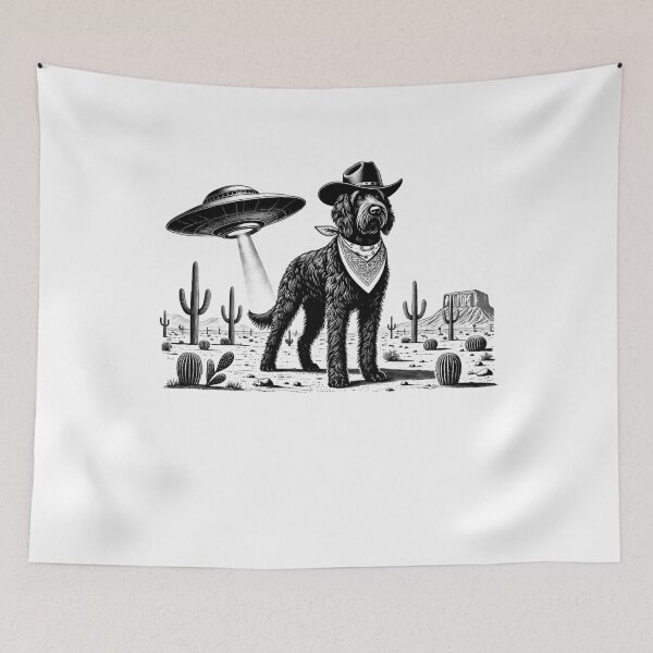 Item preview, Vintage Retro Spinone Italiano UFO Western Country Wild West Dog Mom Dad designed and sold by Kimberley King Art  King Art.
