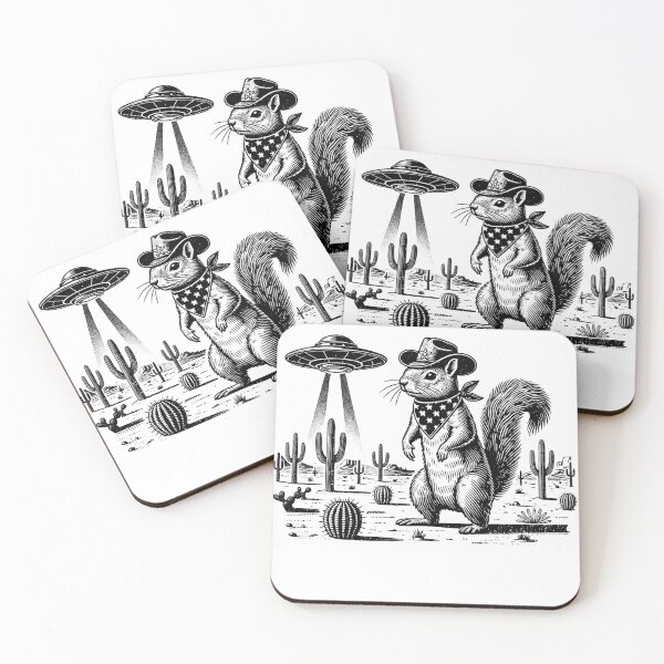 Item preview, Vintage Retro Squirrel UFO Western Country Wild West designed and sold by Kimberley King Art  King Art.