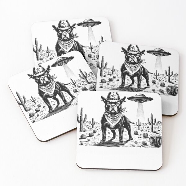 Item preview, Vintage Retro Staffordshire Bull Terrier UFO Western Country Wild West Dog Mom Dad designed and sold by Kimberley King Art  King Art.