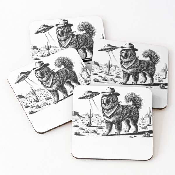 Item preview, Vintage Retro Tibetan Mastiff UFO Western Country Wild West Dog Mom Dad designed and sold by Kimberley King Art  King Art.