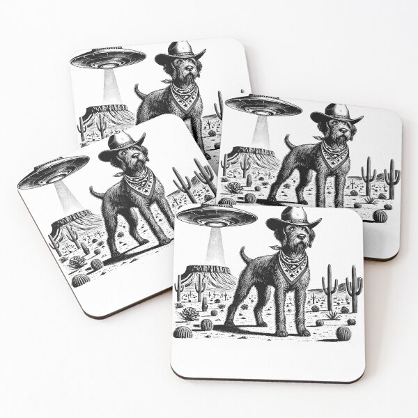 Item preview, Vintage Retro Wirehaired Pointing Griffon UFO Western Country Wild West Dog Mom Dad designed and sold by Kimberley King Art  King Art.