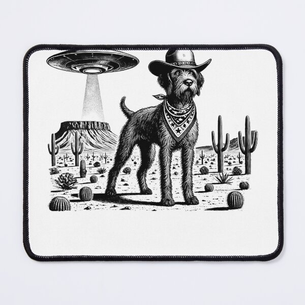 Item preview, Vintage Retro Wirehaired Pointing Griffon UFO Western Country Wild West Dog Mom Dad designed and sold by Kimberley King Art King Art.