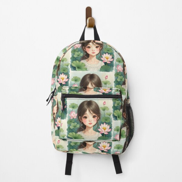Item preview, Cute beautiful girl people portrait lilies flowers watercolor designed and sold by anrecat.