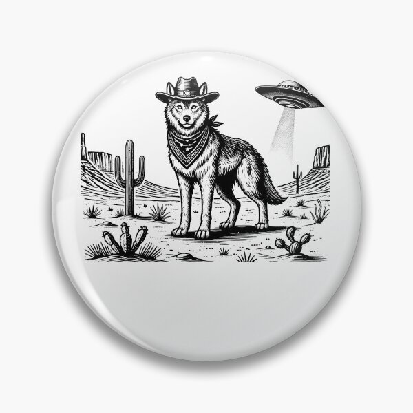 Artikelvorschau, Vintage Retro Wolf UFO Western Country Wilder Westen entworfen und verkauft von Kimberley King Art King Art.