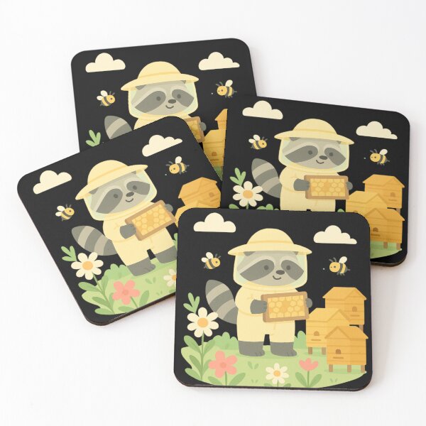 Item preview, Raccoon beekeeper chooses sweet honey designed and sold by DamioPolArt.