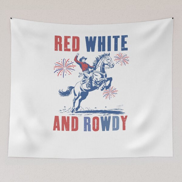 Item preview, Red White and Rowdy Distressed USA Cowboy - Fourth of July Rowdy designed and sold by Run to Creations.