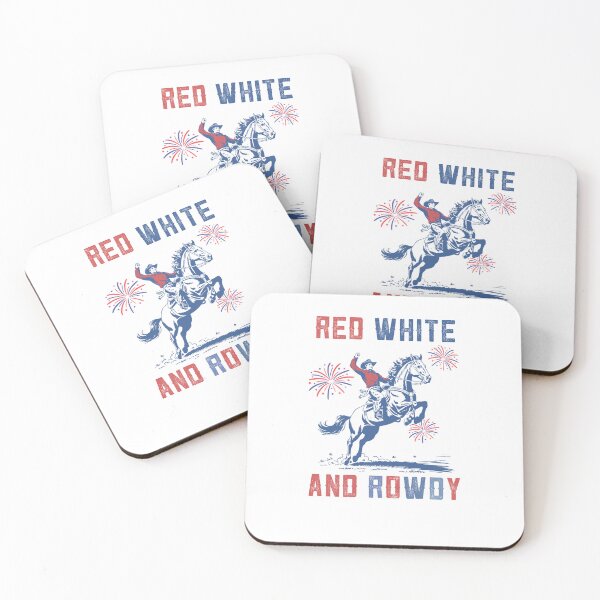Item preview, Red White and Rowdy Distressed USA Design - American Retro Cowboy Rowdy designed and sold by Run to Creations.