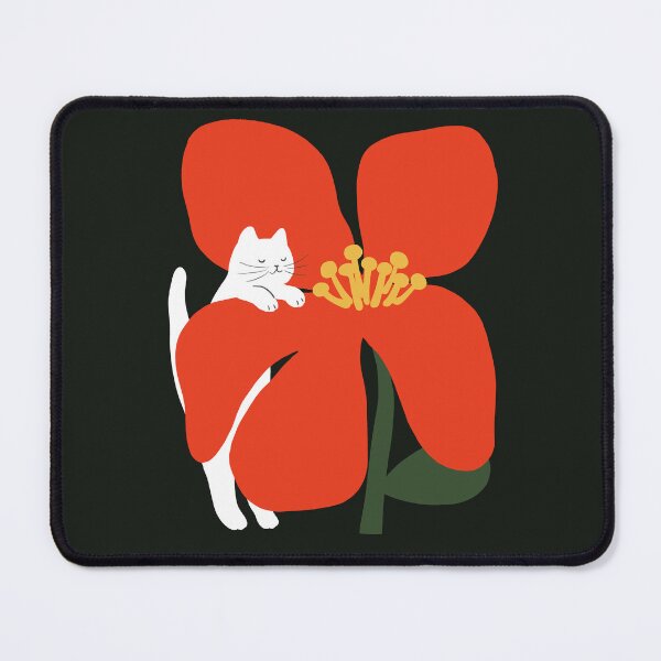 Item preview, Flowers Cat 04 - Lazy White Cat on a Giant Red Flower designed and sold by bignosework.