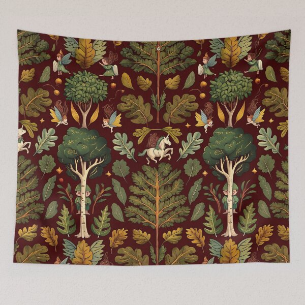 Item preview, Cute floral pattern featuring Fairies and goblins after Willaim Morris Style designed and sold by Vintage Designs +.