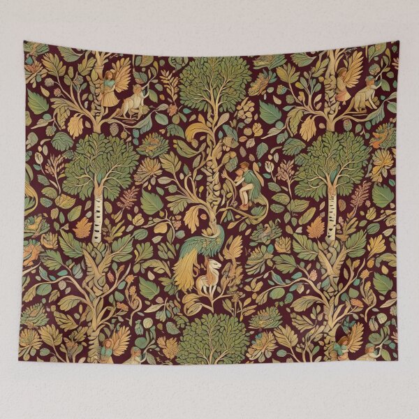 Item preview,  Cute floral pattern featuring Fairies and goblins after Willaim Morris Style designed and sold by Vintage Designs +.