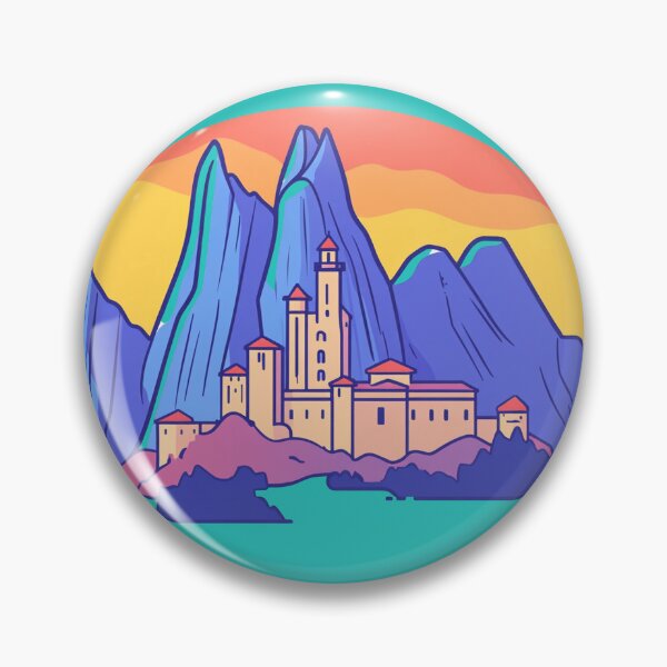 Item preview, Fortified city at the foot of the mountains at sunset designed and sold by Bab00n-.