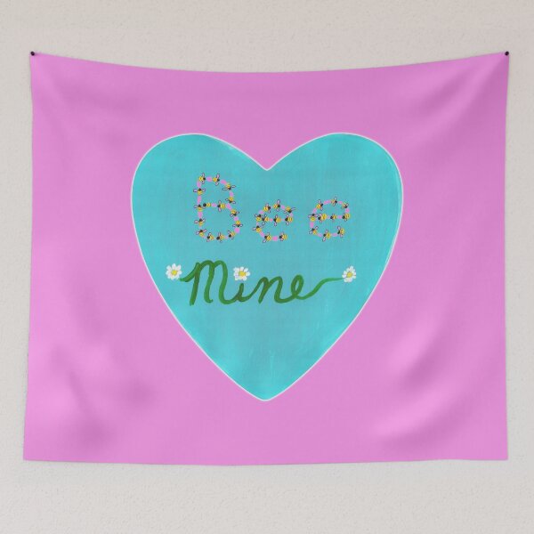 Item preview, Bee Mine Valenties Day Blue Heart - Pink Background designed and sold by DLawsonDesigns.