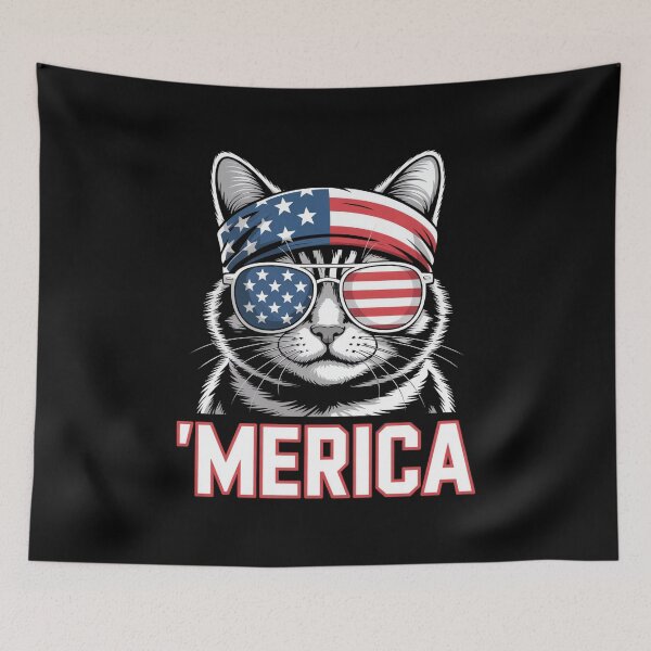 Item preview, 'merica Cat With Sunglasses designed and sold by MooonTees.