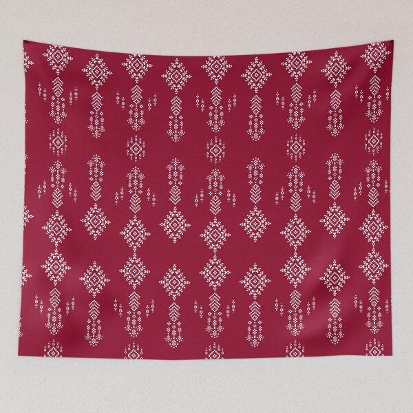 Item preview, Red Pixel Ethnic Diamond Textile Pattern designed and sold by MNX.