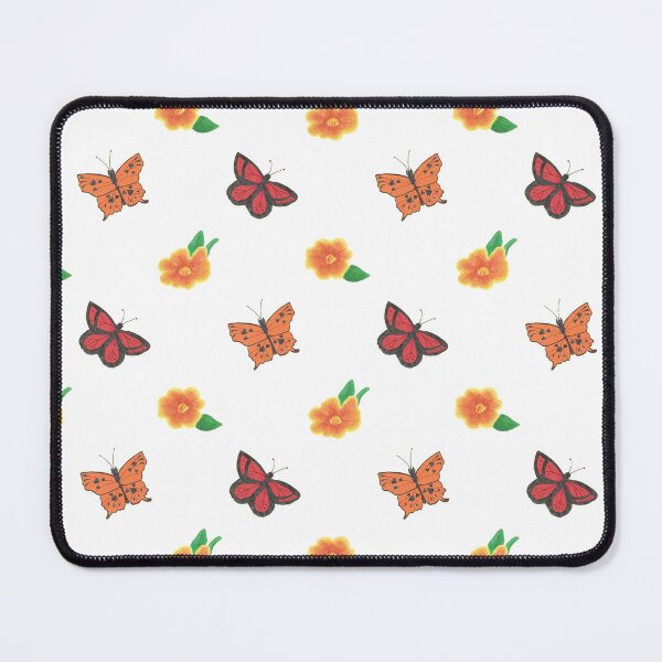 Item preview, Elegant Butterfly and Orange Red Floral Pattern - White Background designed and sold by DLawsonDesigns.