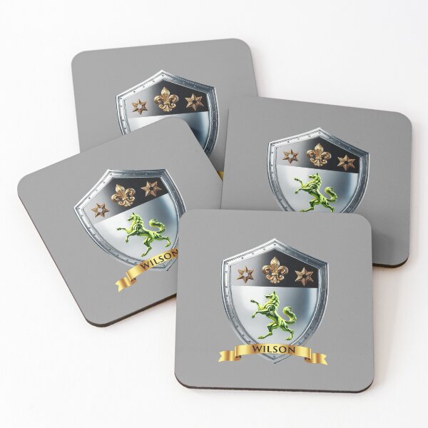 Item preview, Wilson Coat of Arms – Green Hound Shield & Banner designed and sold by Highlandkings.