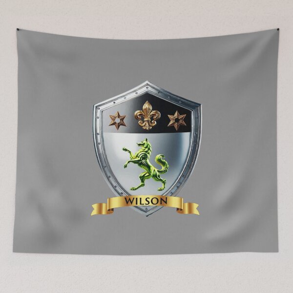 Item preview, Wilson Coat of Arms – Green Hound Shield & Banner designed and sold by Highlandkings.
