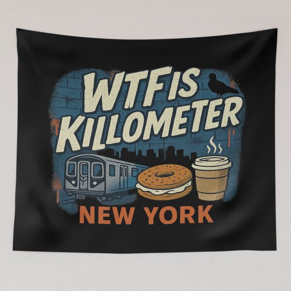 Item preview, WTF Is a Kilometer – NYC Patriotic Edition  designed and sold by Globalcitytees.