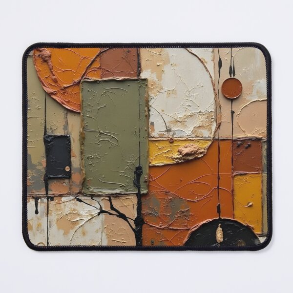Item preview, Abstract Geometric Textured Painting with Earth Tones and Circles designed and sold by FrescoDesign.
