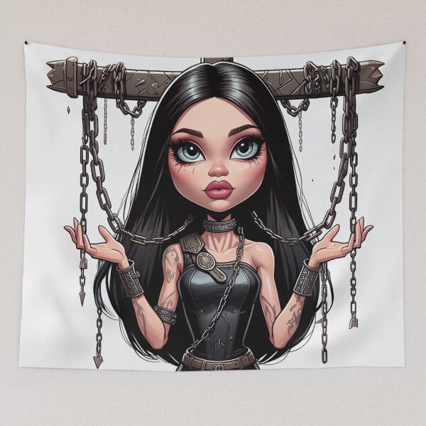 Item preview, Chained by love - Cute Emo Goth Girl illustration designed and sold by Vintage Designs +.
