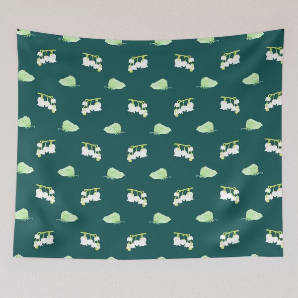 Item preview, Green Moth and Floral Pattern - Enchanting Nature Design on Dark Green designed and sold by DLawsonDesigns.