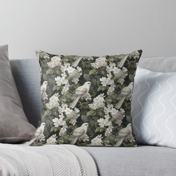 Item preview, White Florals and Birds designed and sold by Lakeshore Studio.