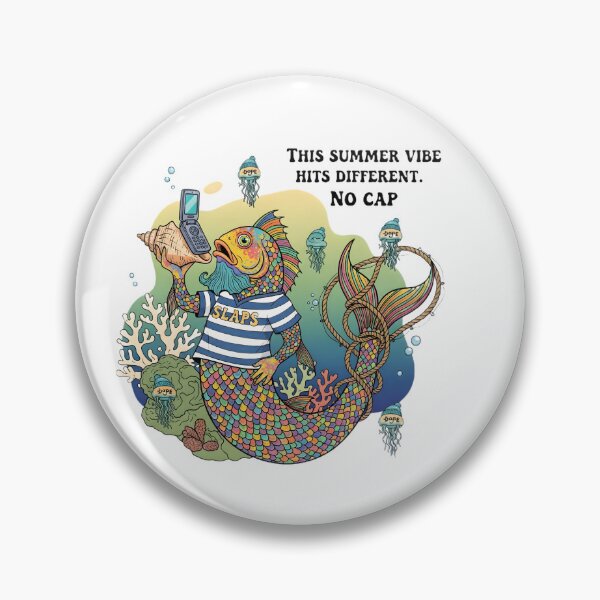 Item preview, This Summer Vibe Hits Different No Cap Funny Triton Ocean Aesthetic Art designed and sold by AnnDesignStudio.