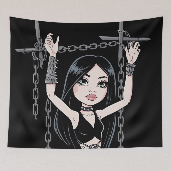Item preview, Chained by love - Cute Emo Goth Girl illustration designed and sold by Vintage Designs +.