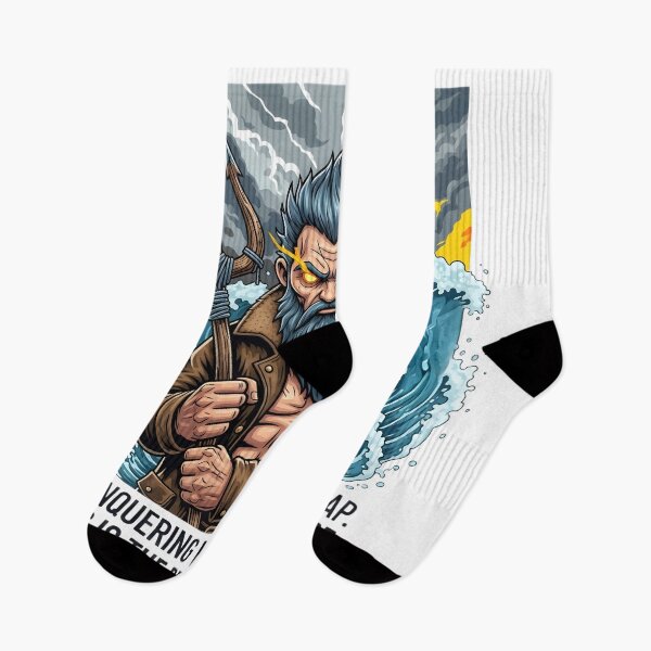 Item preview, Conquering Waves Adventure Motivational Quote Poseidon Sea God Illustration designed and sold by AnnDesignStudio.