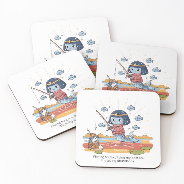 Item preview, Fishing For Fun Living My Best Life Abundance Mindset Cute Mermaid Cat Art designed and sold by AnnDesignStudio.