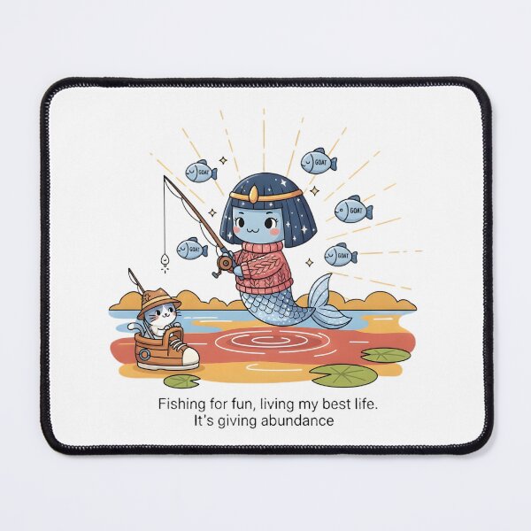 Item preview, Fishing For Fun Living My Best Life Abundance Mindset Cute Mermaid Cat Art designed and sold by AnnDesignStudio.