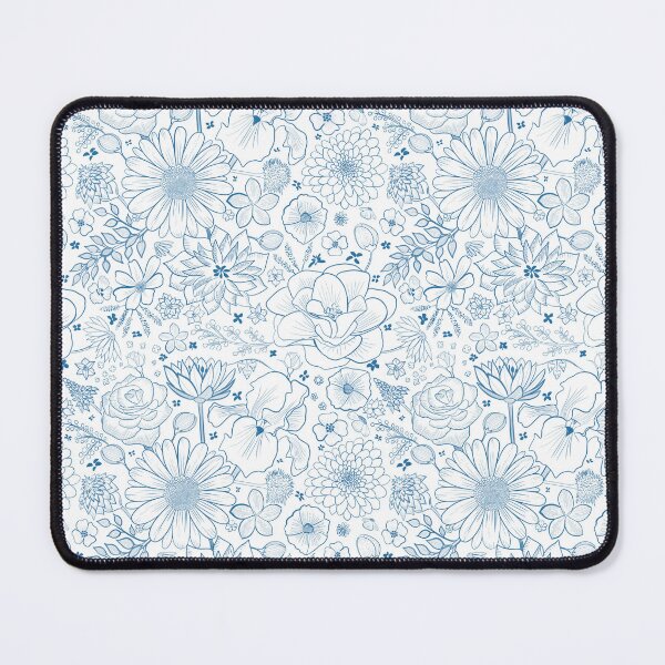Item preview, Florals in blue outlines designed and sold by Lynn Kellan Art.