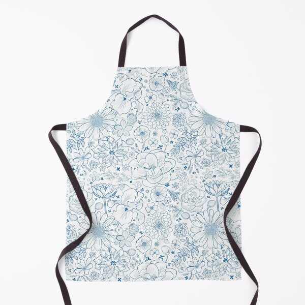 Item preview, Florals in blue outlines designed and sold by Lynn Kellan Art.