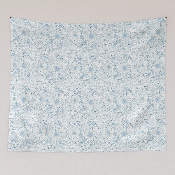 Item preview, Florals in blue outlines designed and sold by Lynn Kellan Art.