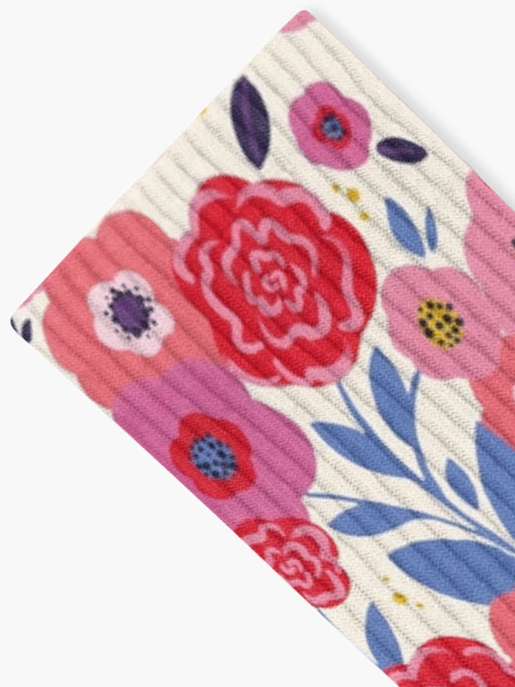 Thumbnail 2 of 5, Socks, Floral Raspberry designed and sold by Hello couleur.