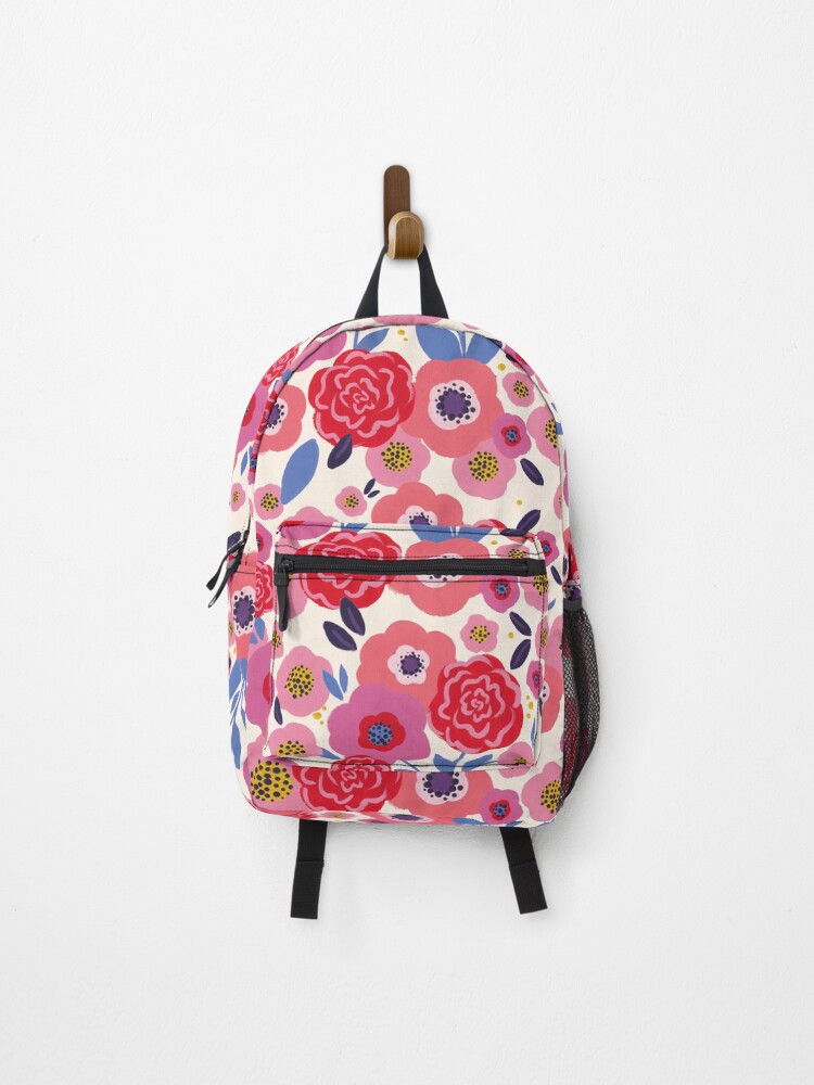 Thumbnail 1 of 3, Backpack, Floral Raspberry designed and sold by MN-Creation.
