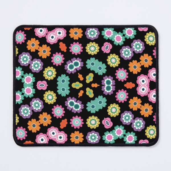Item preview, MARIANNE - Colorful Retro Geometric Floral Pattern on Black designed and sold by Daisy Beatrice.