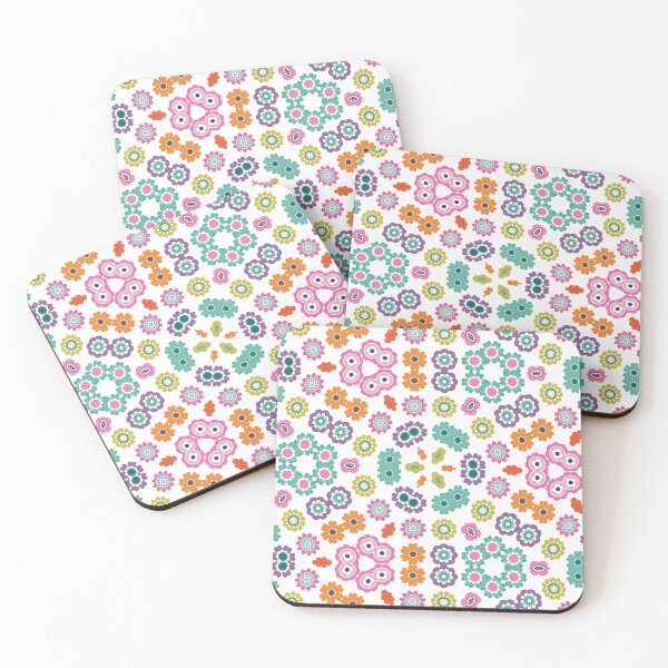 Item preview, MARIANNE - Fun, Retro Geometric Floral Pattern on White designed and sold by Daisy Beatrice.