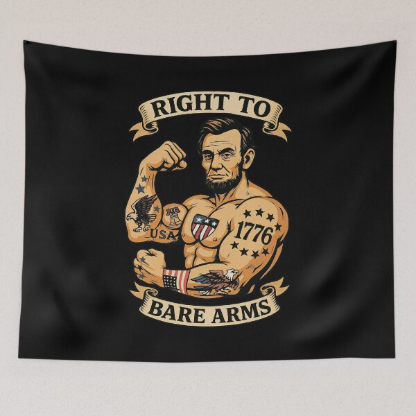 Item preview, Right to Bare Arms – Patriotic Abe Lincoln Muscle Pun Design designed and sold by Victor Shadehorn.