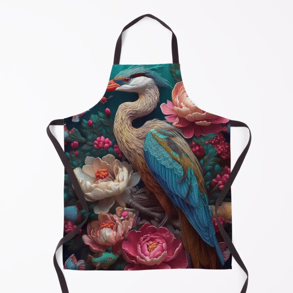 Item preview, Beautiful Heron with Peonies Floral Artwork designed and sold by FlosArtPrintShop.