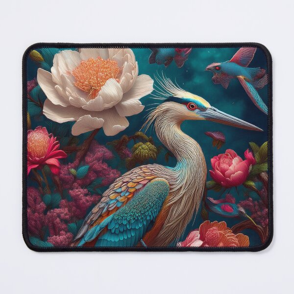 Item preview, Beautiful Heron with Peonies Floral Artwork designed and sold by FlosArtPrintShop.