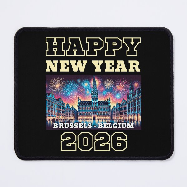 Item preview, Happy New Year 2026 - Brussels - Yellow Edition designed and sold by Manic Merch Designs.