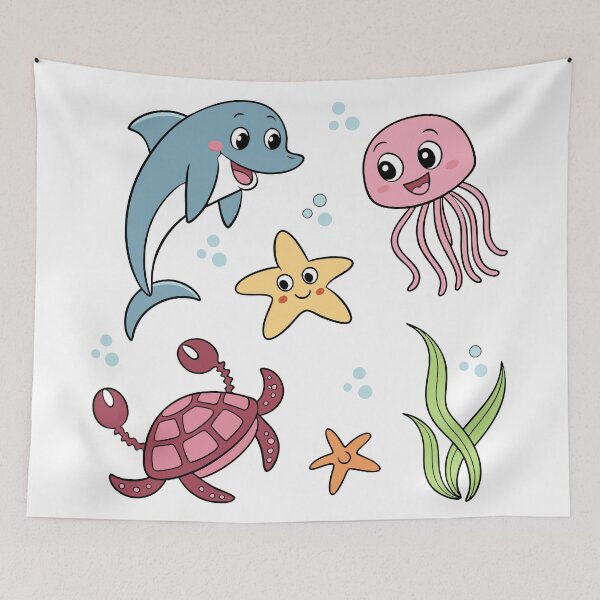Artikelvorschau, Niedliches Meerestier-Set – Delfin, Oktopus, Schildkröte entworfen und verkauft von hakobyans.
