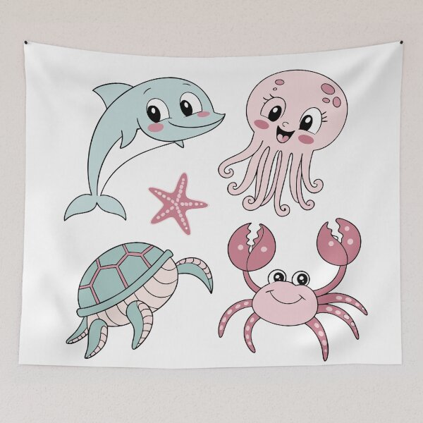 Artikelvorschau, Niedliches Meerestier-Set – Delfin, Oktopus, Schildkröte entworfen und verkauft von hakobyans.