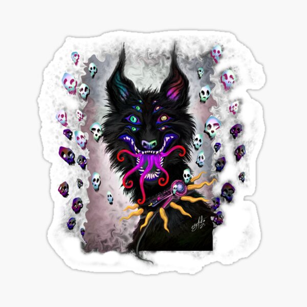 Item preview, Loup avec des crânes designed and sold by TrippyTrash.