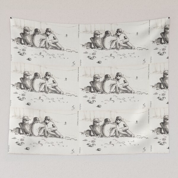 Item preview, Friends conversation at the beach drawing designed and sold by MikeJory.