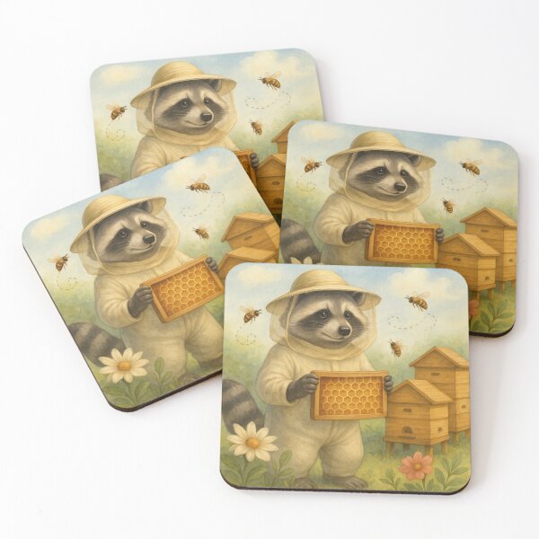 Item preview, Cute Raccoon beekeeper chooses sweet honey designed and sold by DamioPolArt.